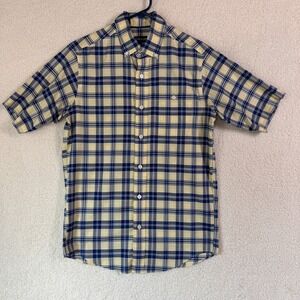 Orvis Men's Wrinkle Free Button-Down Shirt Small Blue Orange Yellow Classic Fit